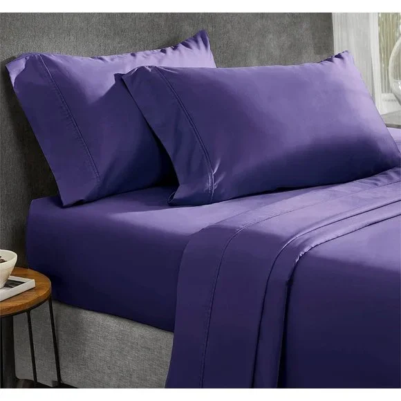 100% Cotton Sheets 4 Pc, Luxury Sheets & Pillowcases, Breathable Bedding - Picture 4 of 4